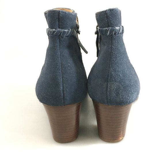 Jack Rogers 9 M Blue Suede 2.5 Heels Ankle Booties - Picture 5 of 8